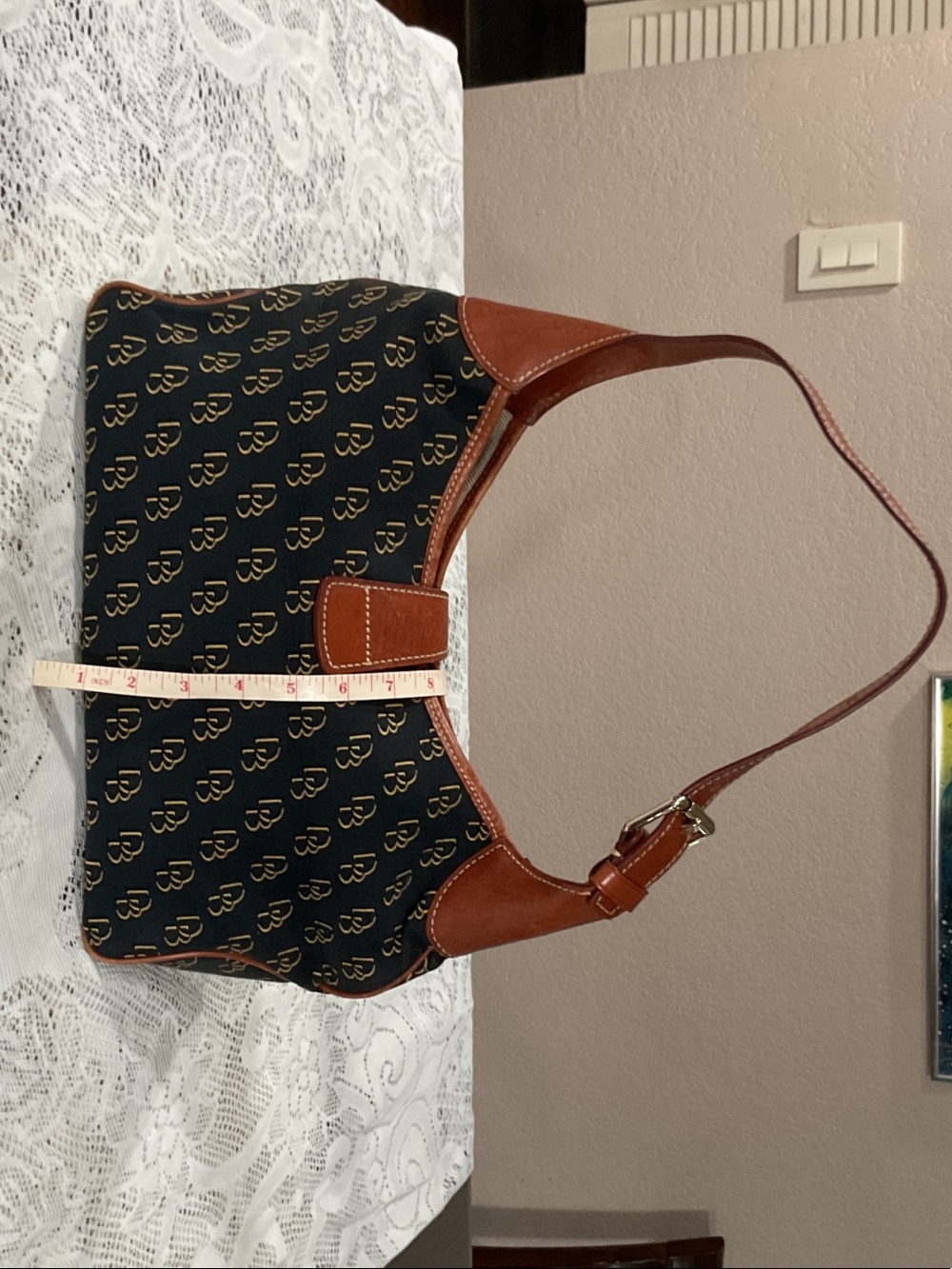 Dooney & Bourke Black and Brown Signature Shoulder Bag